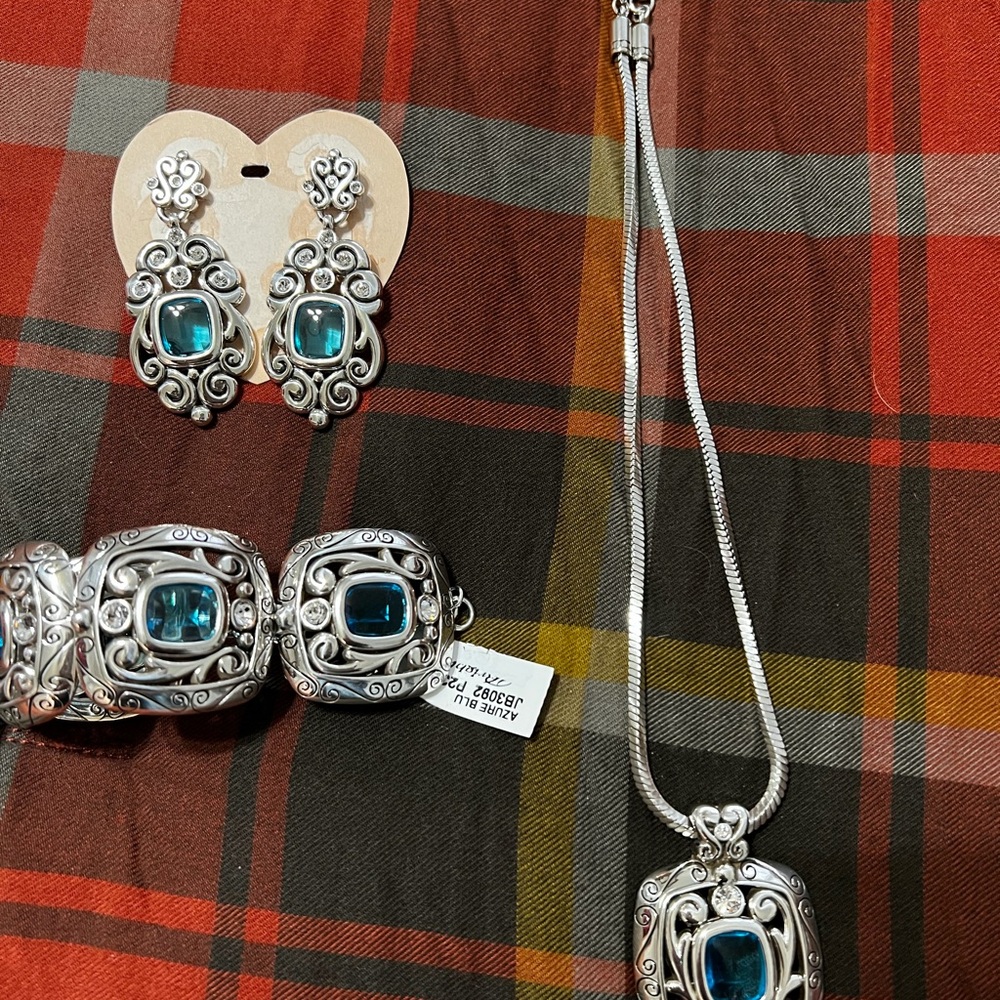 Brighton Silver Earrings with Rich Blue Stones - Picture 3 of 3